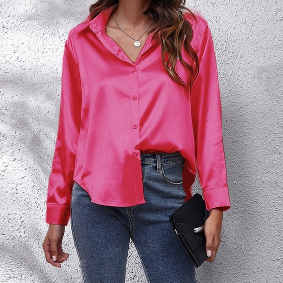 Pink Collared Neck Buttoned Long Sleeve Shirt - Picture 2 of 12